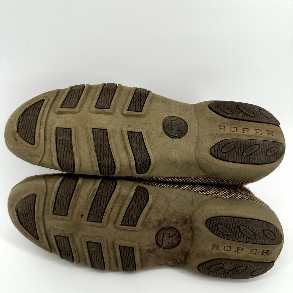 Roper Driving Moccasin Fair Isle Aztec Lace Up Round Toe Leather Tan 5.5 - Picture 8 of 8